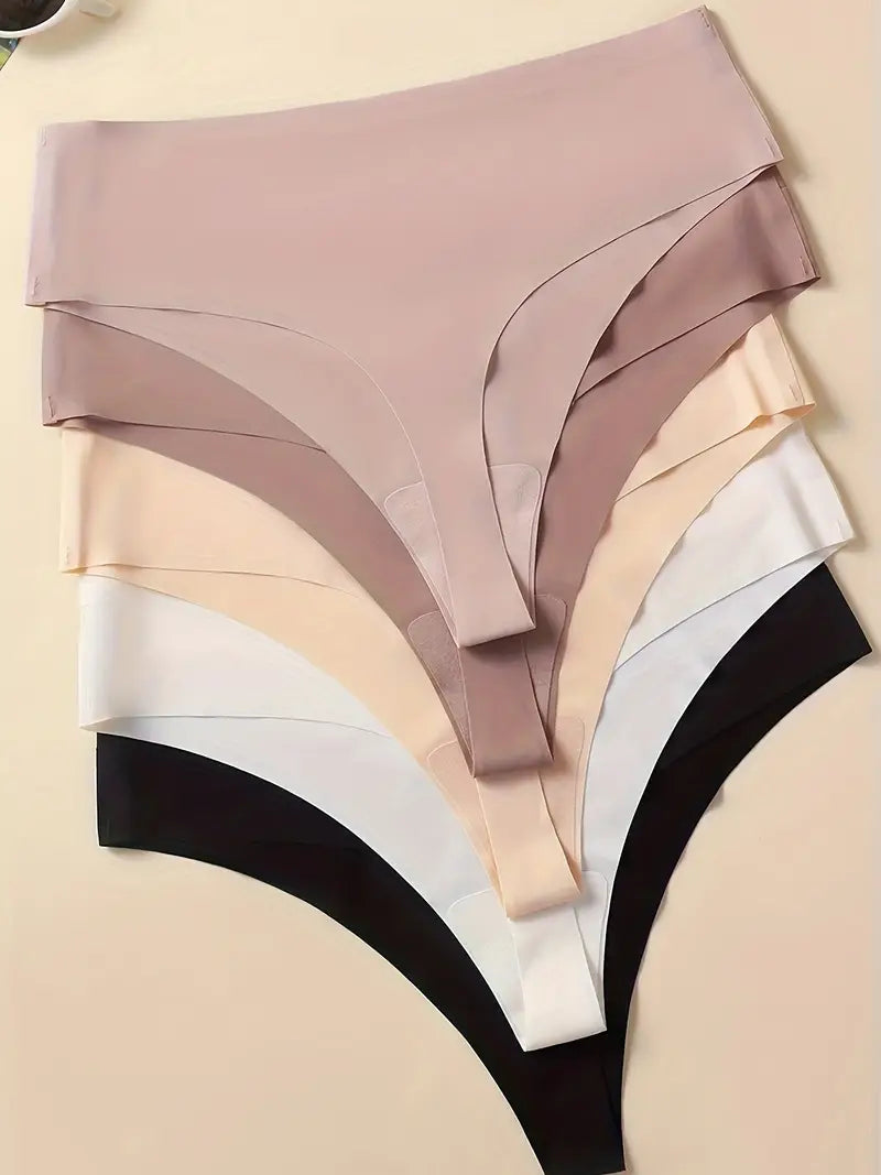 5 units Pack - Seamless Ice Silk Thong – Mid-Rise, Sexy & Minimalist