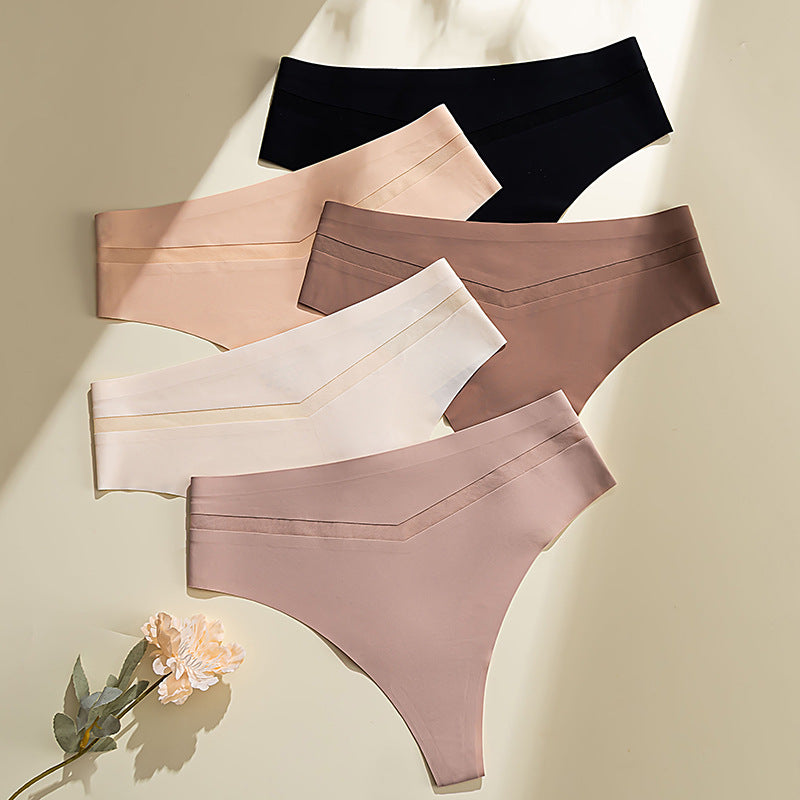 5 units Pack - Seamless Ice Silk Thong – Mid-Rise, Sexy & Minimalist
