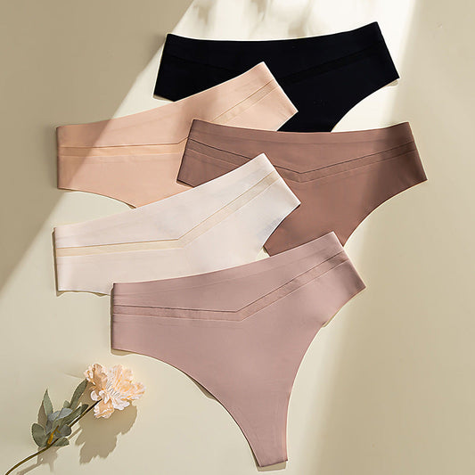 5 units Pack - Seamless Ice Silk Thong – Mid-Rise, Sexy & Minimalist